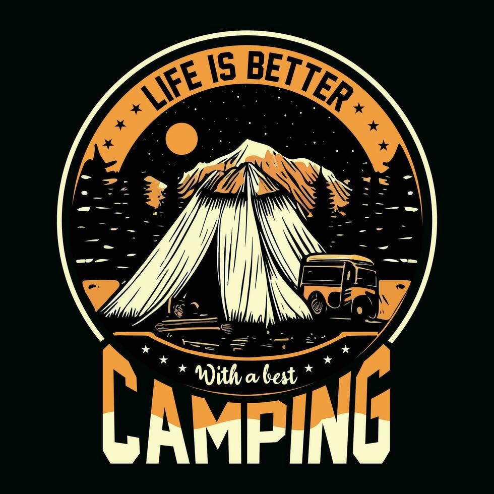 camping t-shirt ontwerp, camping retro wijnoogst vector t-shirt ontwerp, t-shirt ontwerp voor kamp minnaar