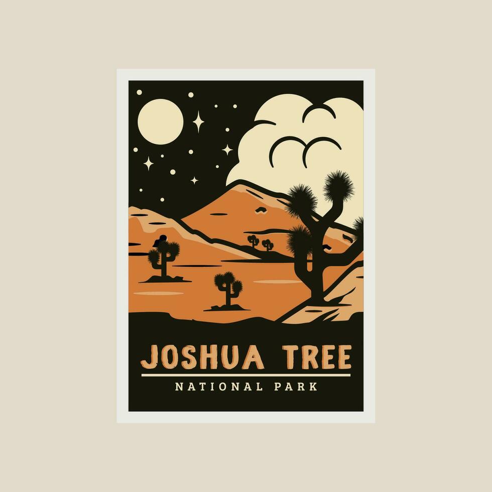 Joshua boom nationaal park afdrukken poster wijnoogst vector symbool illustratie ontwerp.