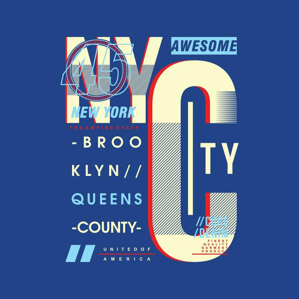 nieuw york stad modern en elegant typografie slogan. kleurrijk abstract illustratie ontwerp met de lijnen stijl. vector afdrukken tee shirt, typografie, poster. globaal stalen.