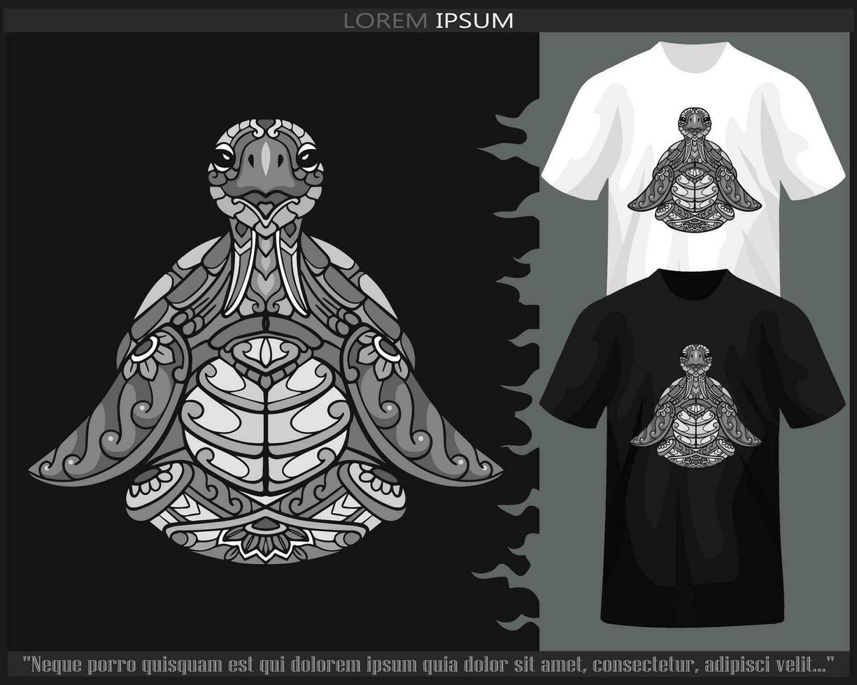 monochroom zee schildpad mandala kunsten geïsoleerd Aan zwart en wit t shirt. vector