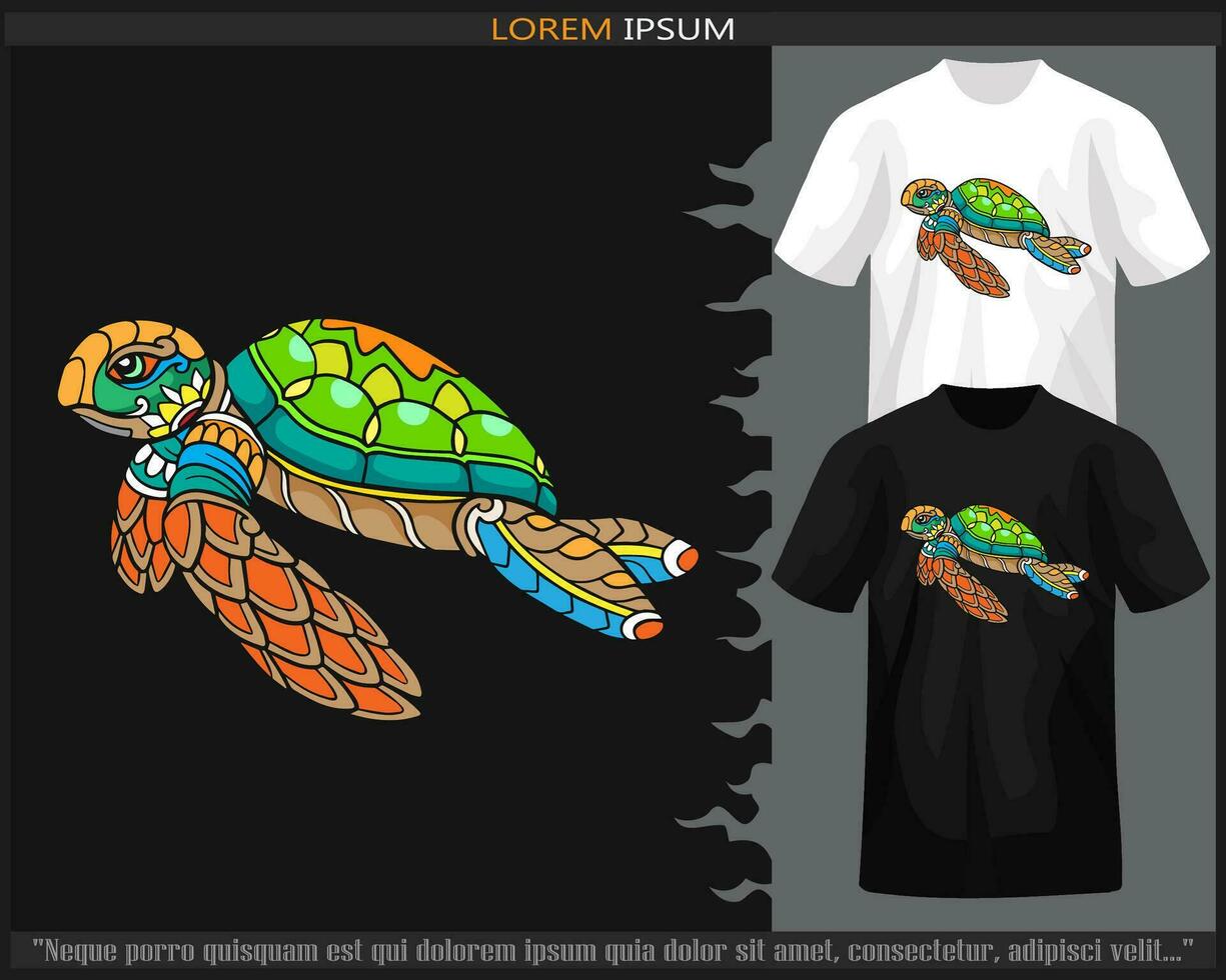 kleurrijk zee schildpad mandala kunsten geïsoleerd Aan zwart en wit t shirt. vector