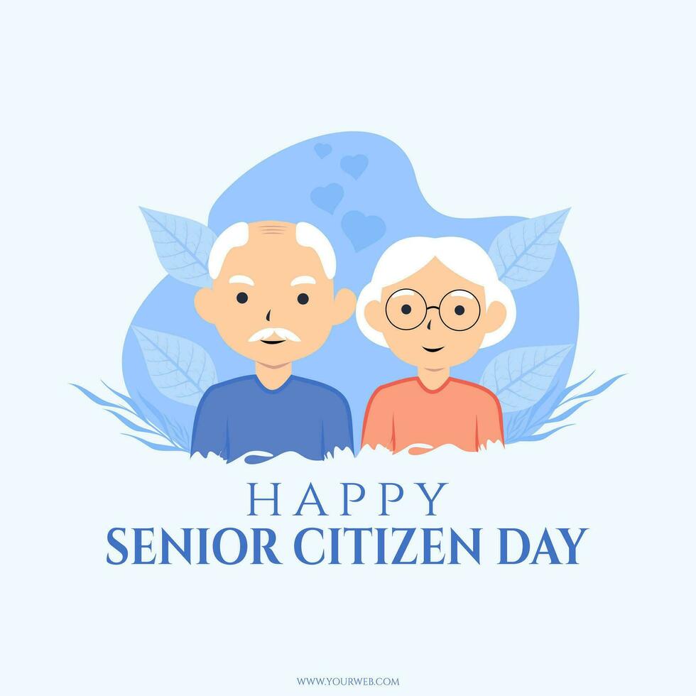 wereld senior inwoner dag sjabloon ontwerp vector met met illustraties van grootouders Aan modern en vlak stijl