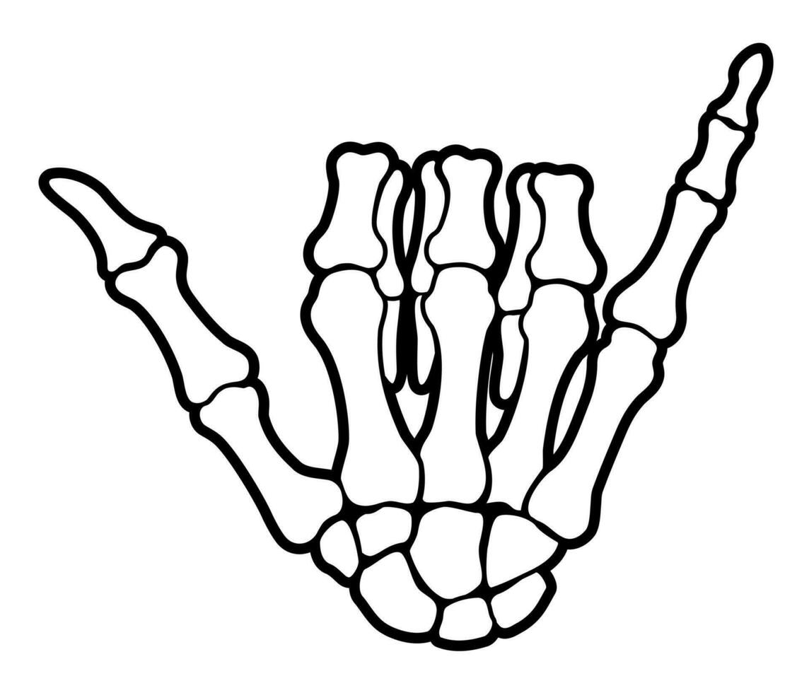 shaka skelet hand- teken voor halloween illustraties vector