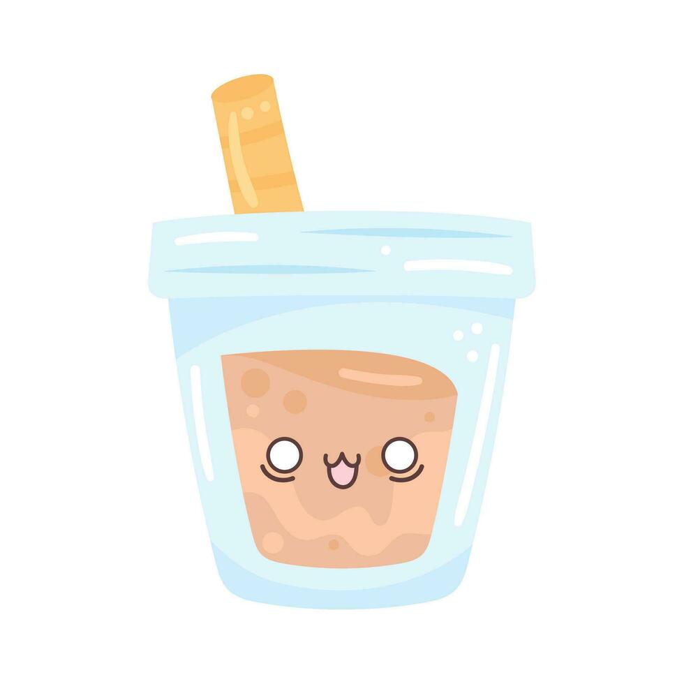 oranje kawaii drinken glas over- wit vector