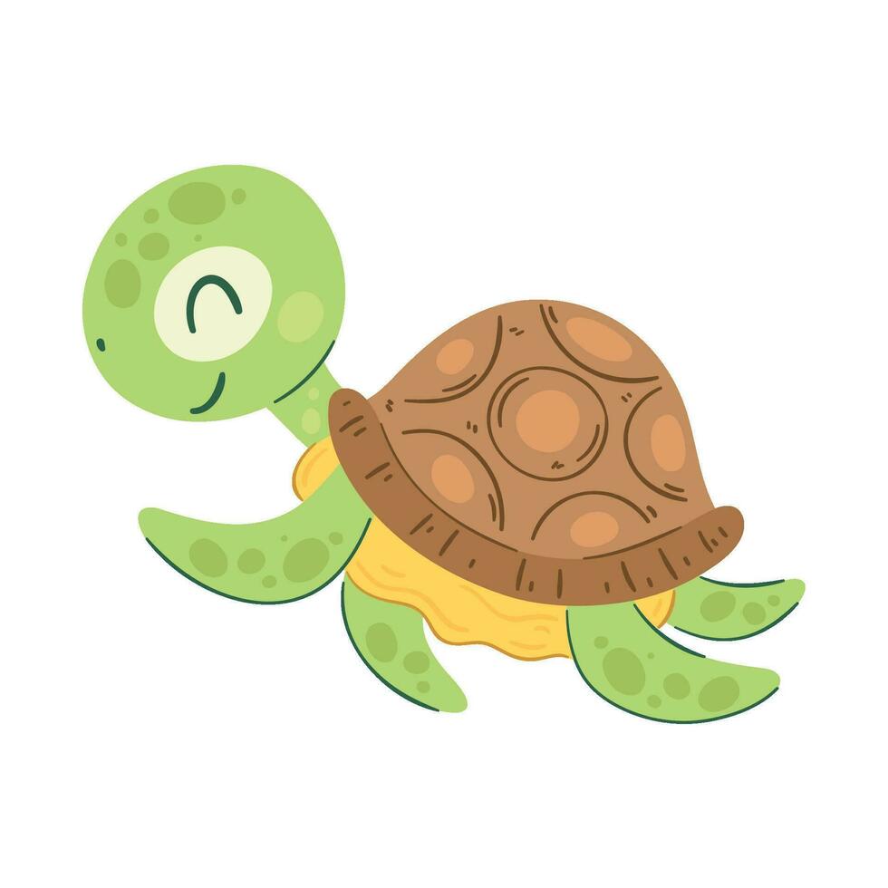 gelukkig schildpad mascotte ontwerp over- wit vector