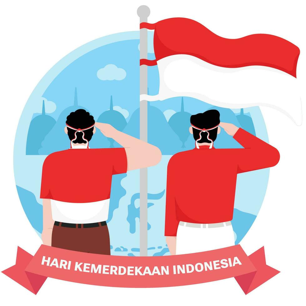 vieren Indonesisch onafhankelijkheid dag illustartion vector