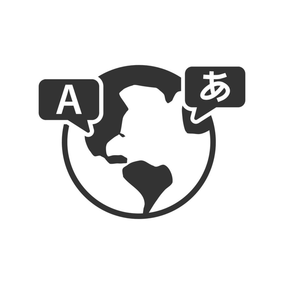 vector illustratie van wereld taal icoon in donker kleur en wit achtergrond