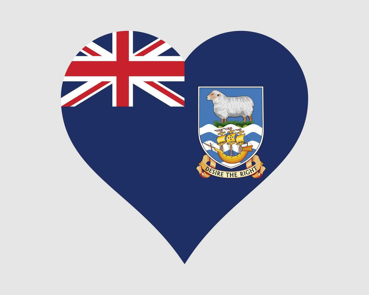 Falkland eilanden hart vlag. Falkland eilanden liefde vorm vlag. Brits overzee gebied banier icoon teken symbool clip art. eps vector illustratie.