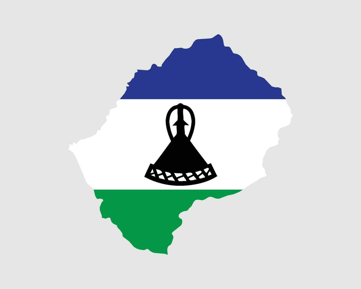 Lesotho kaart vlag. kaart van de koninkrijk van Lesotho met de mosotho land spandoek. vector illustratie.