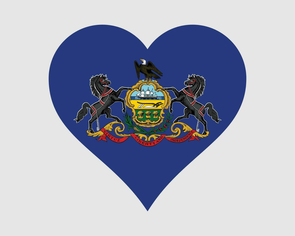 Pennsylvania Verenigde Staten van Amerika hart vlag. vader ons liefde vorm staat vlag. sluitsteen staat Verenigde staten van Amerika banier icoon teken symbool clip art. eps vector illustratie.