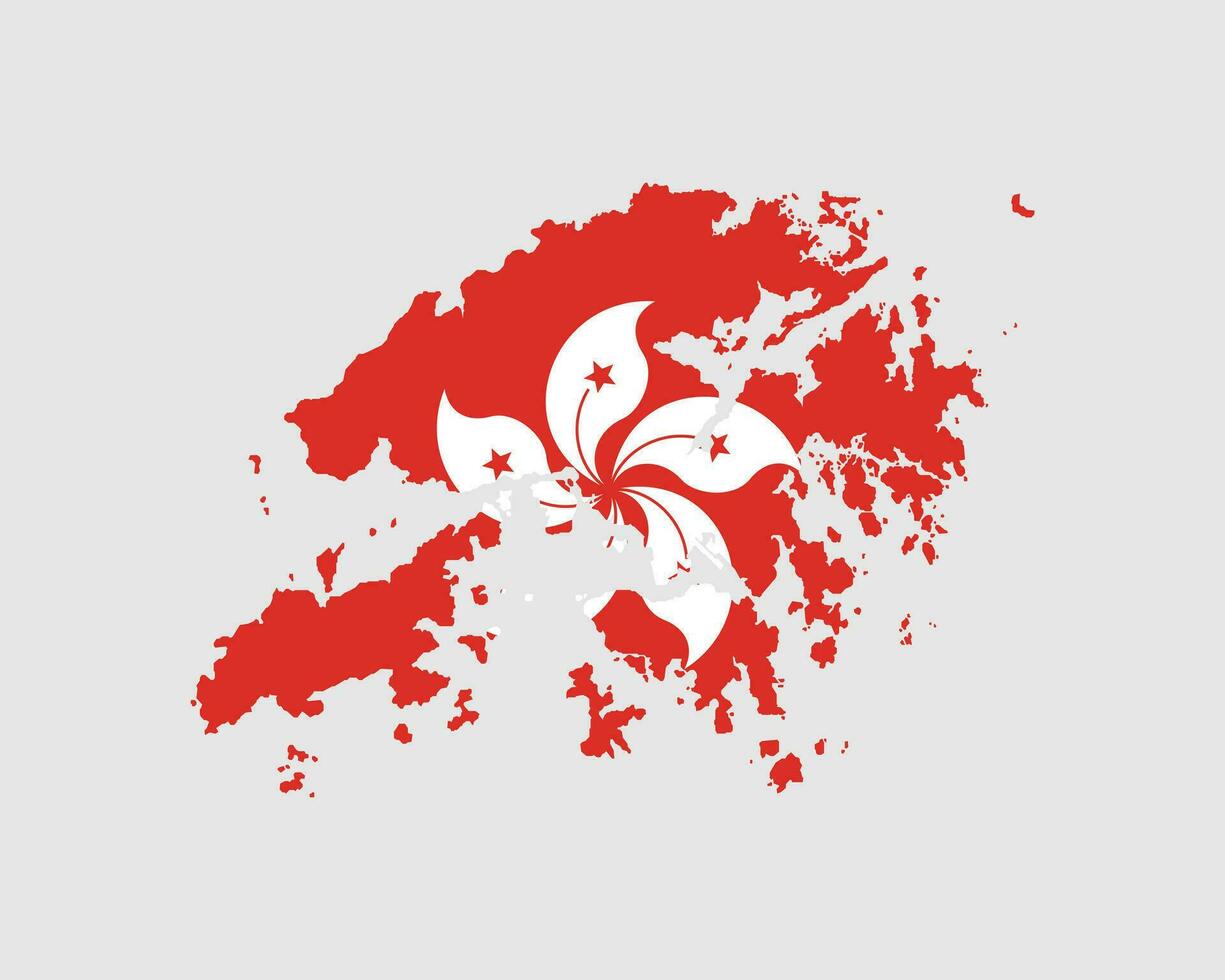 hong Kong kaart vlag. kaart van hong Kong met de hong kongees land spandoek. vector illustratie.