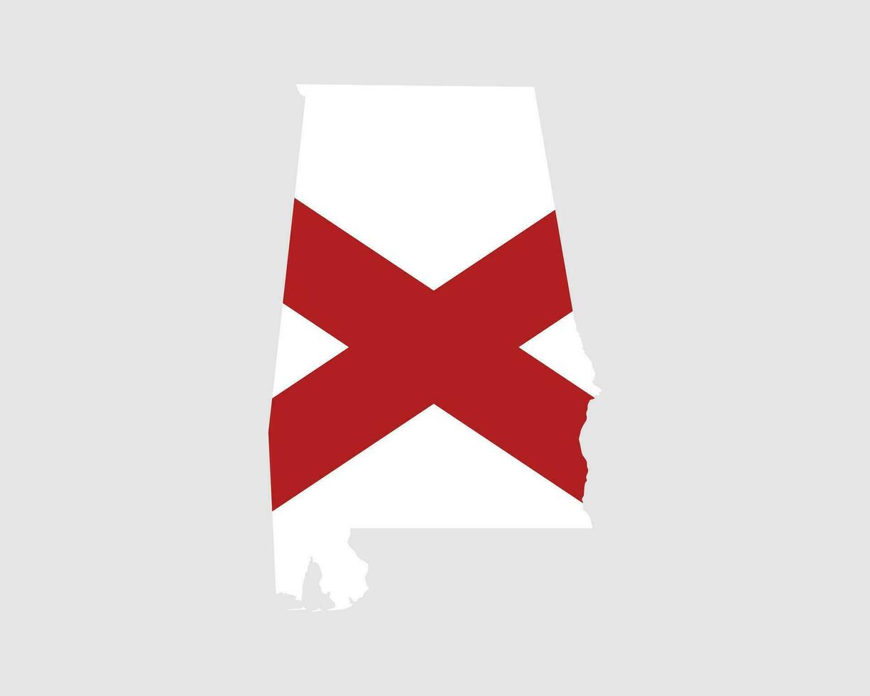 Alabama kaart vlag. kaart van Alabama, Verenigde Staten van Amerika met de staat vlag van Alabama. Verenigde staten, Amerika, Amerikaans, Verenigde staten van Amerika, ons, al spandoek. vector illustratie.