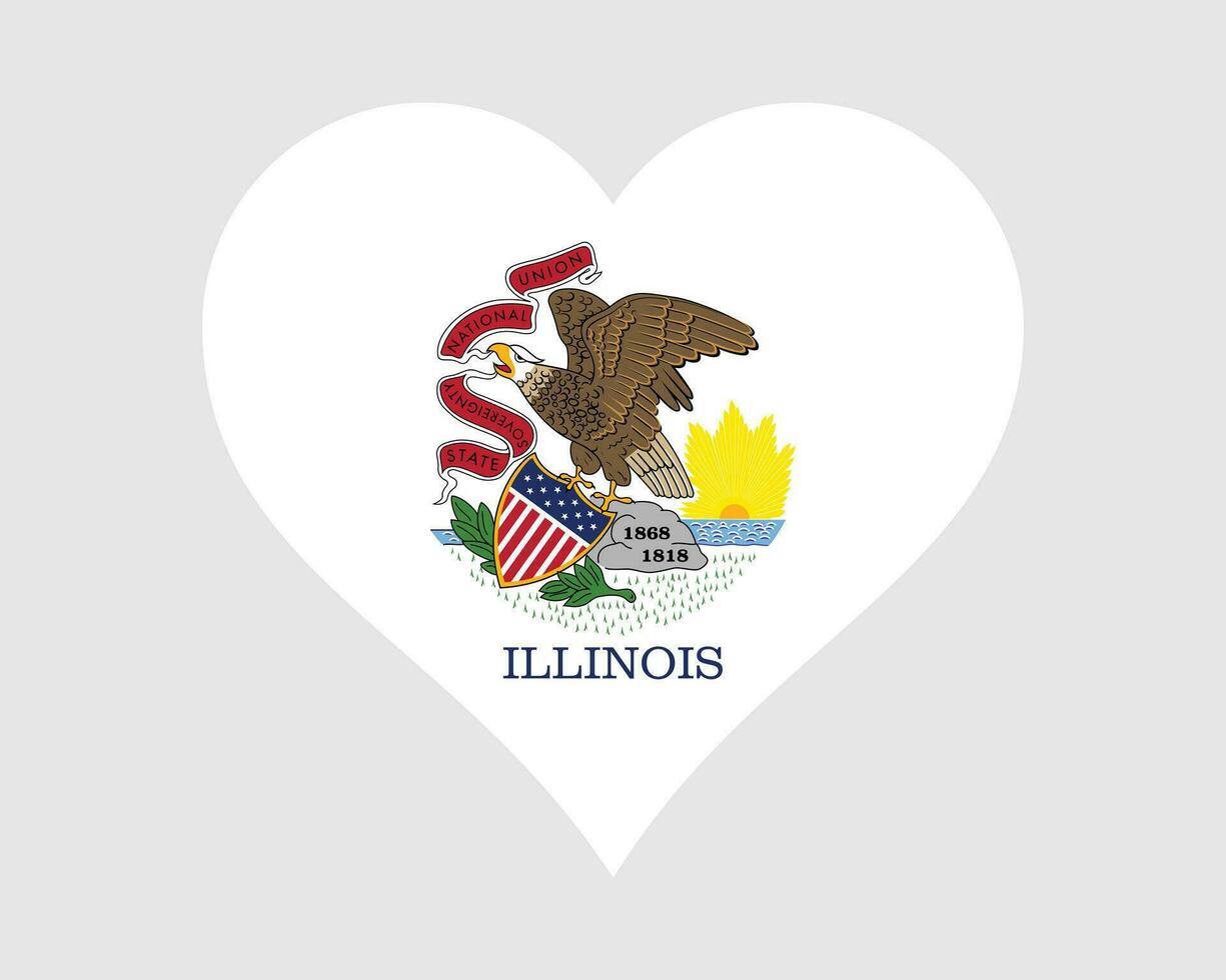 Illinois Verenigde Staten van Amerika hart vlag. il ons liefde vorm staat vlag. Illinois Verenigde staten van Amerika banier icoon teken symbool clip art. eps vector illustratie.