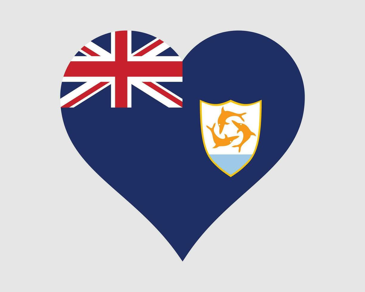 Anguilla hart vlag. anguillaans liefde vorm vlag. Anguilla Brits overzee gebied banier icoon teken symbool clip art. eps vector illustratie.