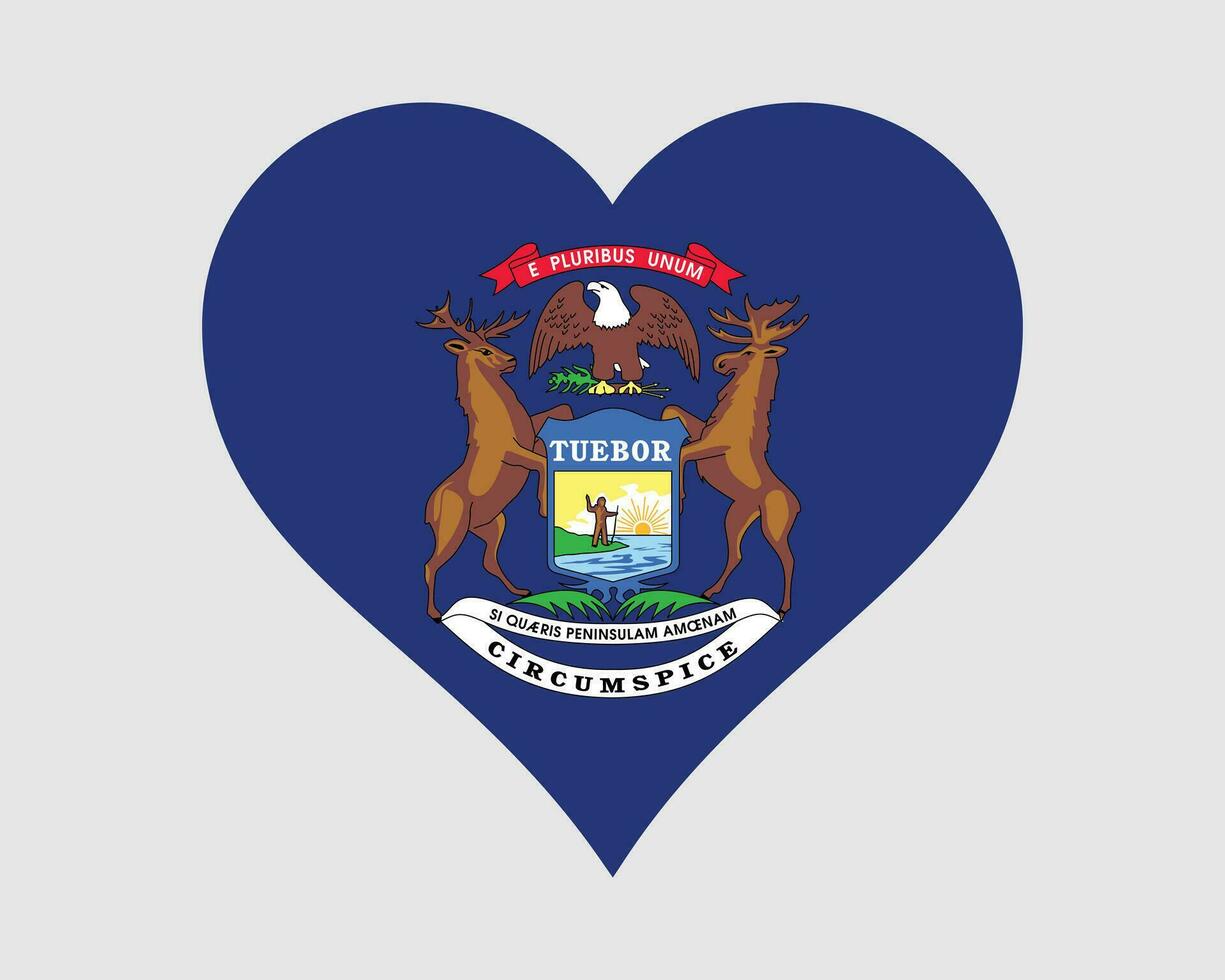 Michigan Verenigde Staten van Amerika hart vlag. mi ons liefde vorm staat vlag. de Super goed meer staat Verenigde staten van Amerika banier icoon teken symbool clip art. eps vector illustratie.