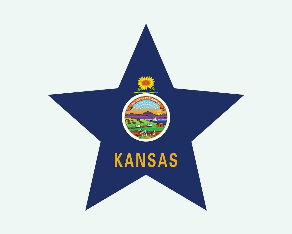 Kansas Verenigde Staten van Amerika ster vlag vector
