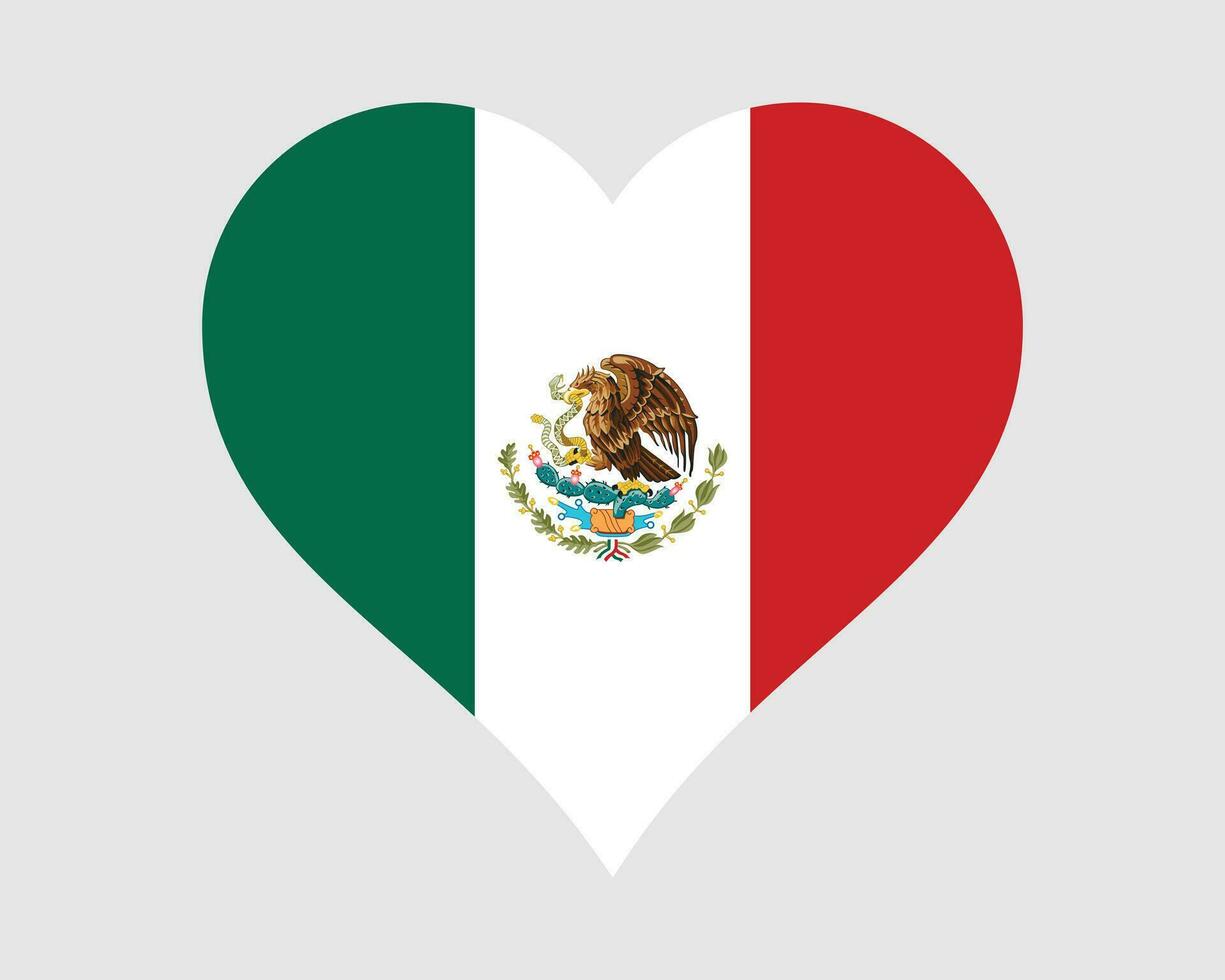 Mexico hart vlag. Mexicaans liefde vorm land natie nationaal vlag. Verenigde Mexicaans staten banier icoon teken symbool. eps vector illustratie.