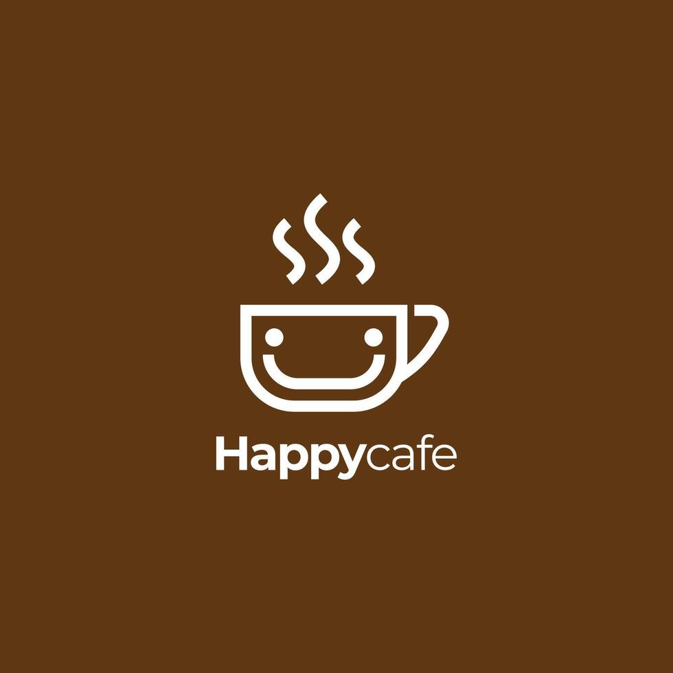 gelukkig cafe logo en icoon vector