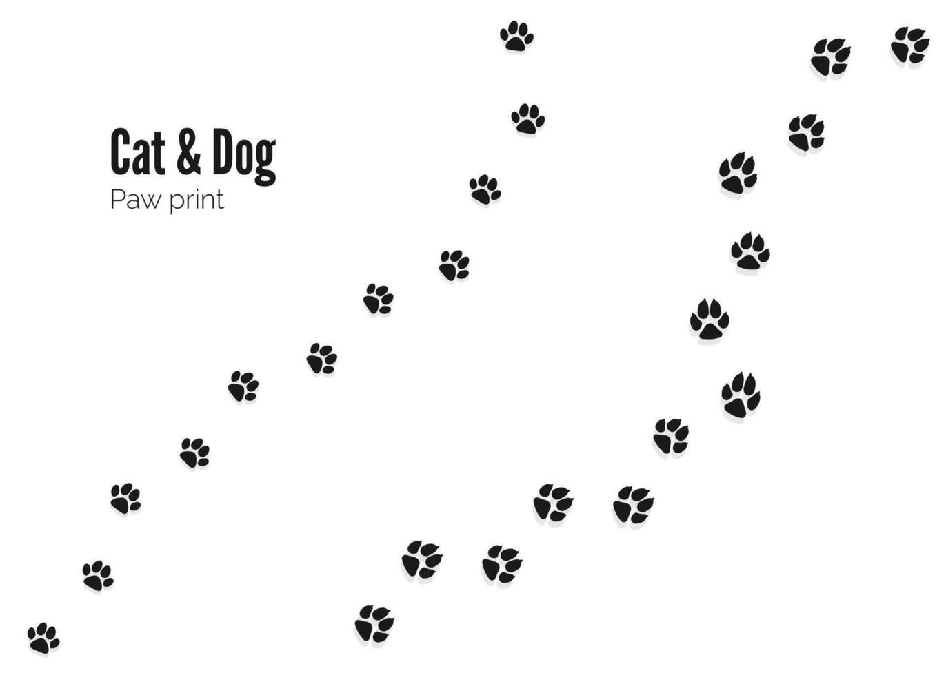 kat en hond poot afdrukken. huisdieren of dieren poot pad. vector illustratie