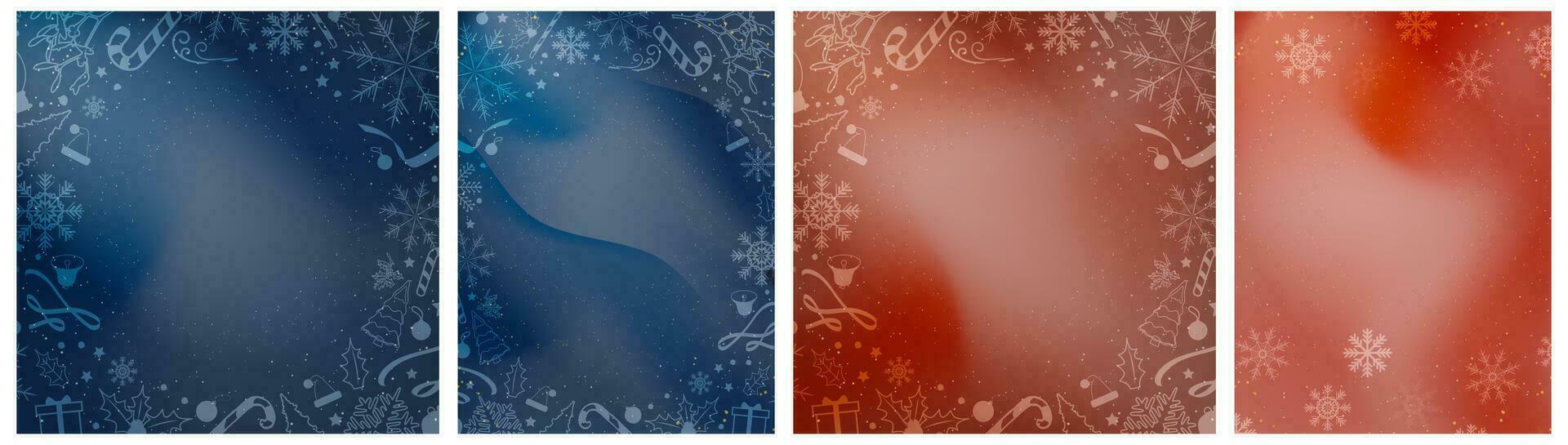 reeks van Kerstmis helling achtergronden. blauw en rood hellingen met zacht Kerstmis elementen. vector illustratie. eps 10.
