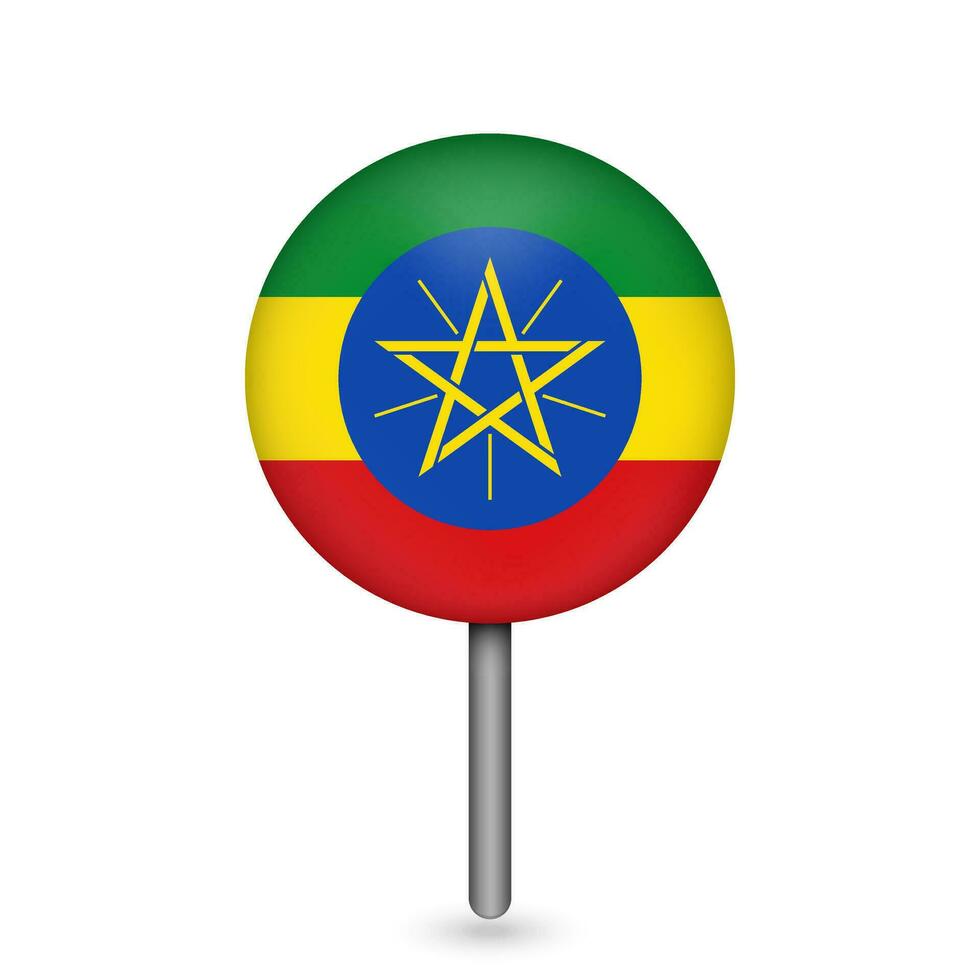 kaartaanwijzer met land Ethiopië. vlag van ethiopië. vectorillustratie. vector