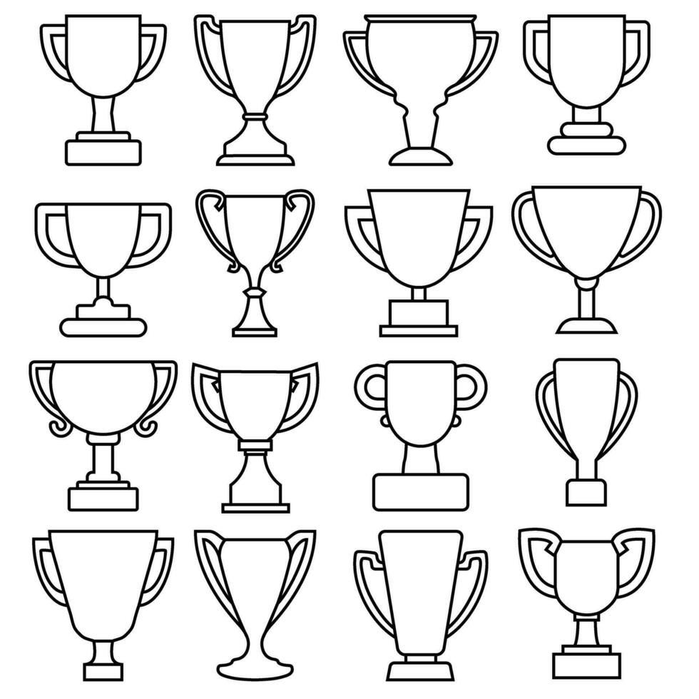 trofee icoon vector set. kampioenen kop illustratie teken verzameling. wener symbool. winnen logo.