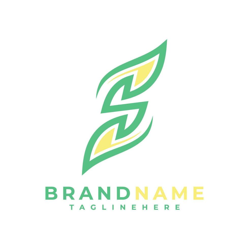 beginletter s met blad logo ontwerp vectorillustratie vector