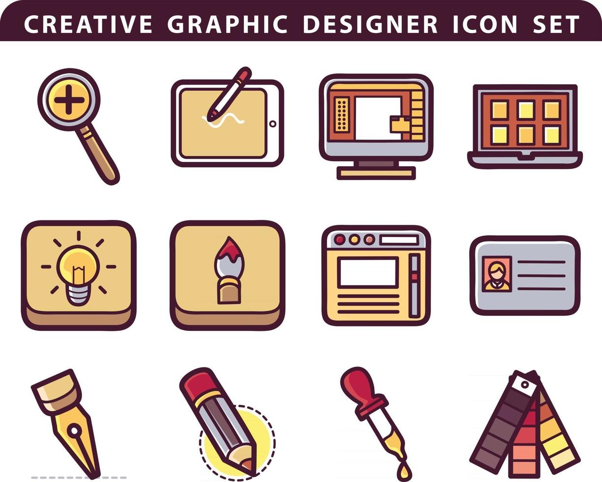 creatief grafisch ontwerp en illustrator icon set vector