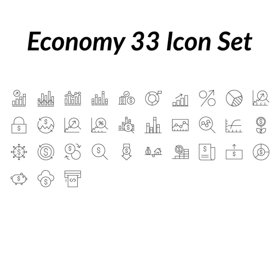 economie 33 icoon reeks ontwerp vector