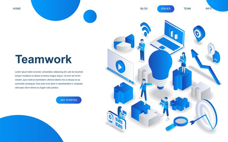 Modern isometrisch ontwerpconcept Teamwork vector