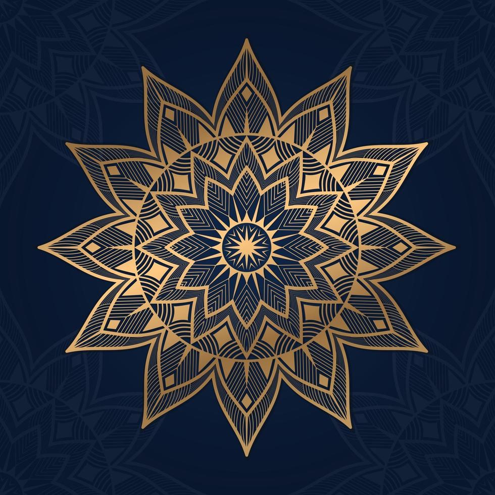 luxe mandala achtergrond met blauwe kleur vector