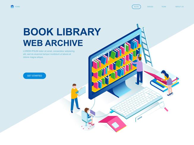 Moderne platte ontwerp isometrische concept van bibliotheek van de boek vector