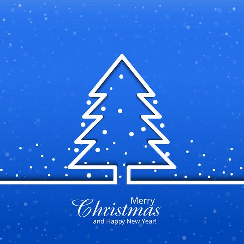 Vrolijke Kerstmiskaart met boom blauwe achtergrond vector