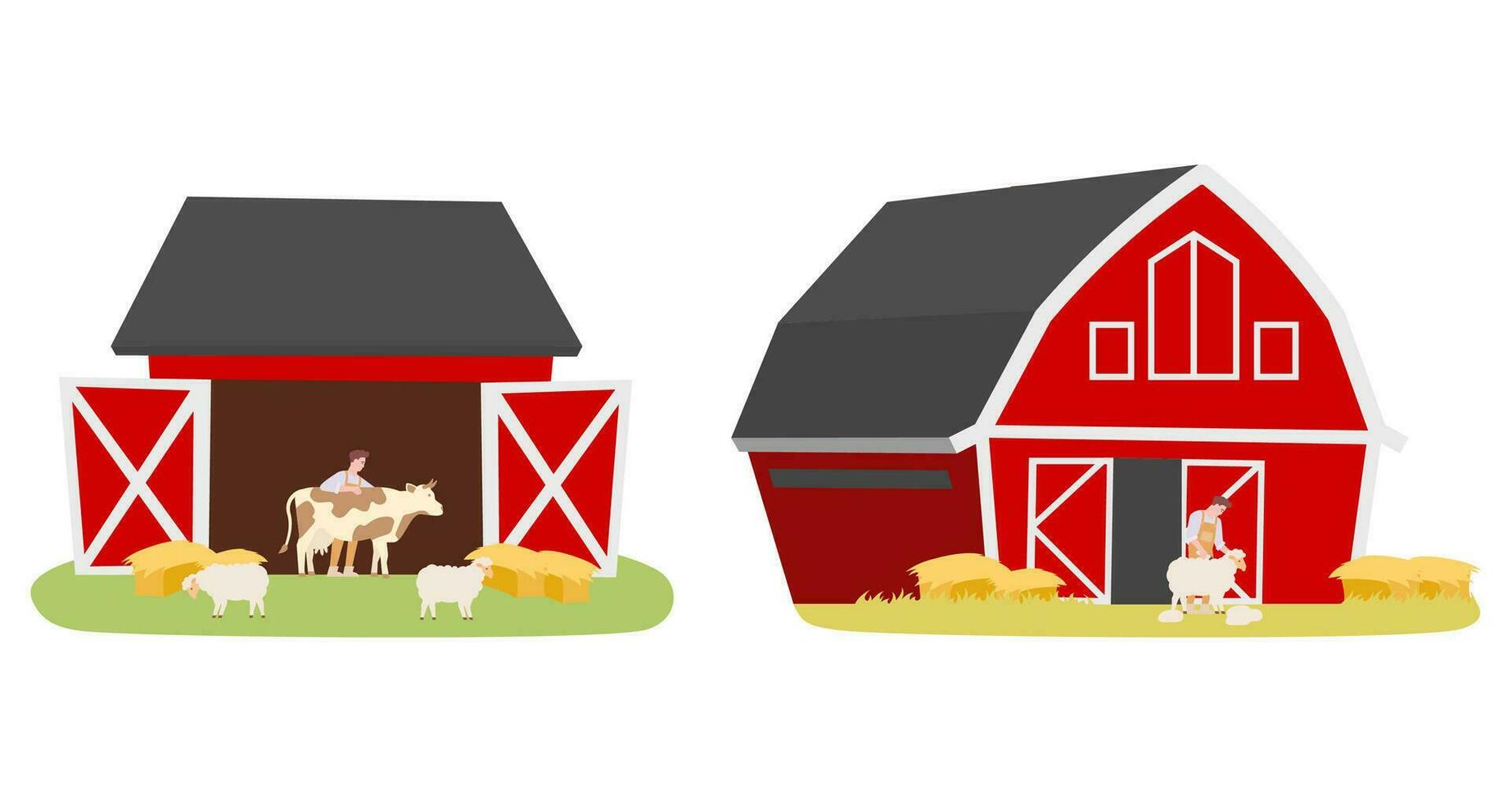 vee en vee landbouw vlak vector illustratie.