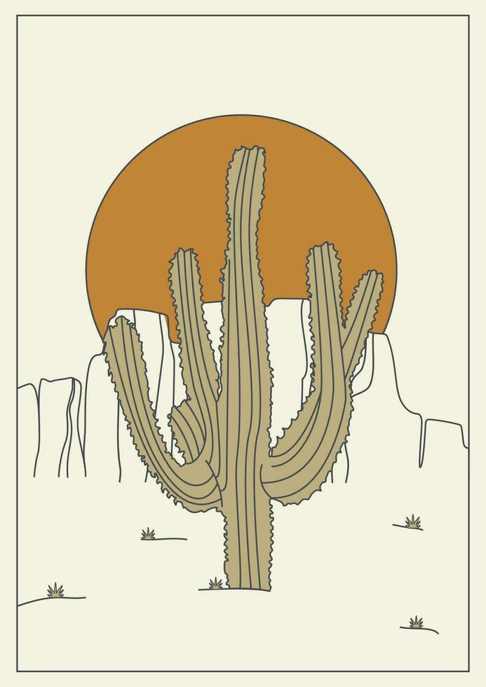 cactus illustratie wild west woestijn wijnoogst ontwerp. vector