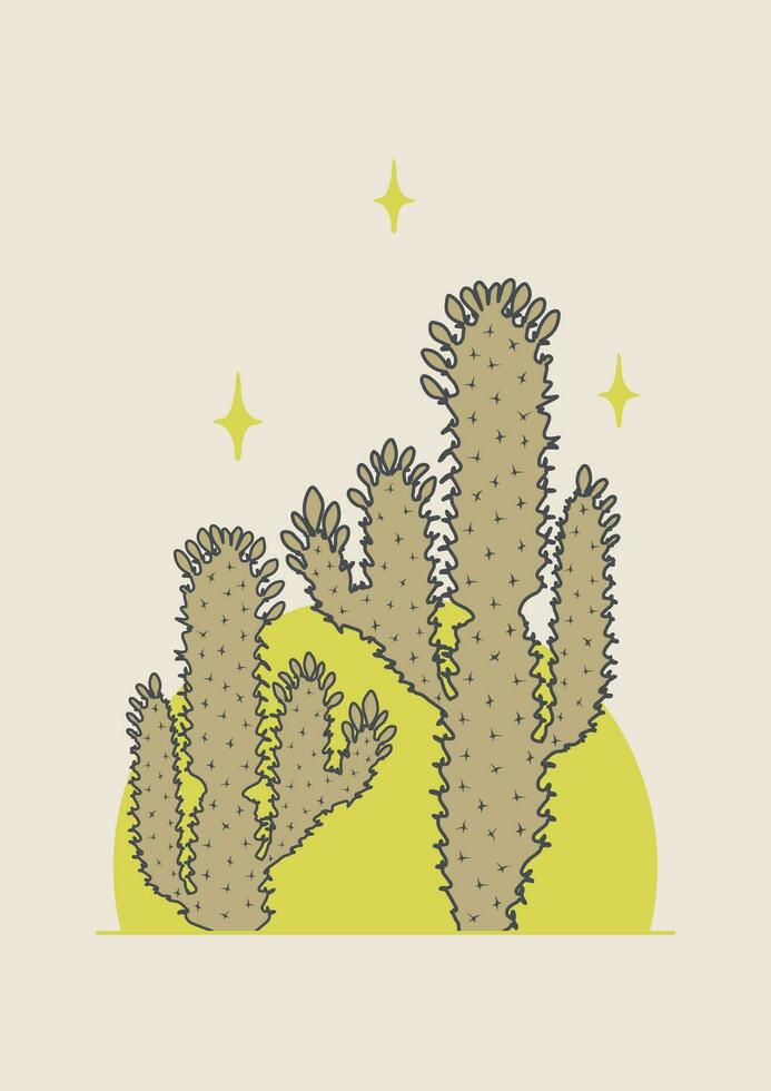 cactus illustratie wild west woestijn wijnoogst ontwerp vector