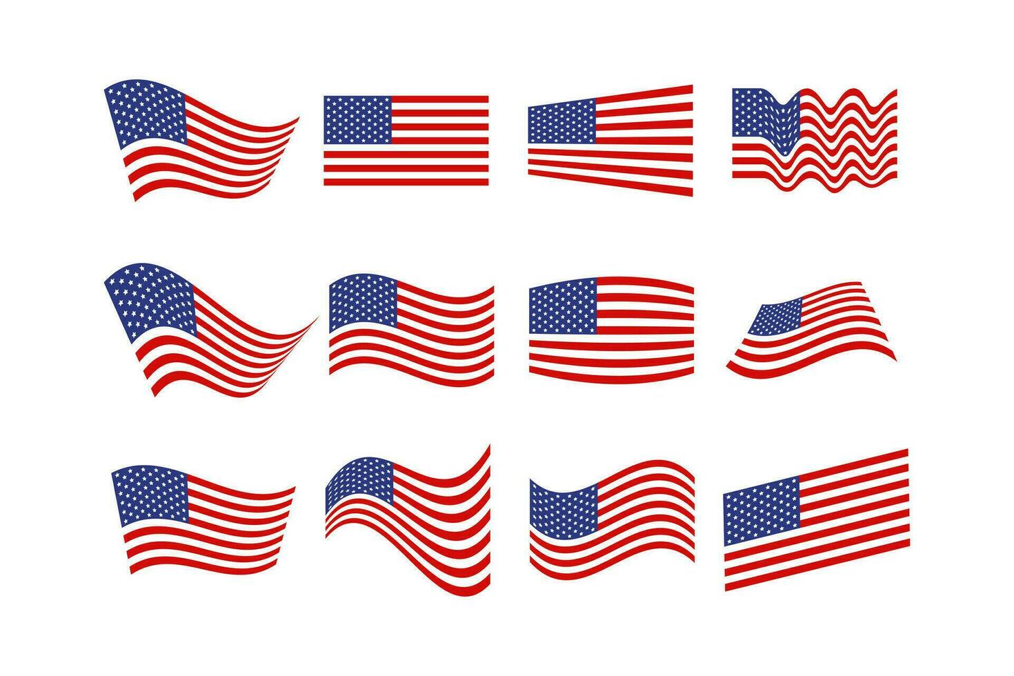 Amerikaans vlag golven perspectief, vector reeks van nationaal vlaggen van de Verenigde Staten van Amerika