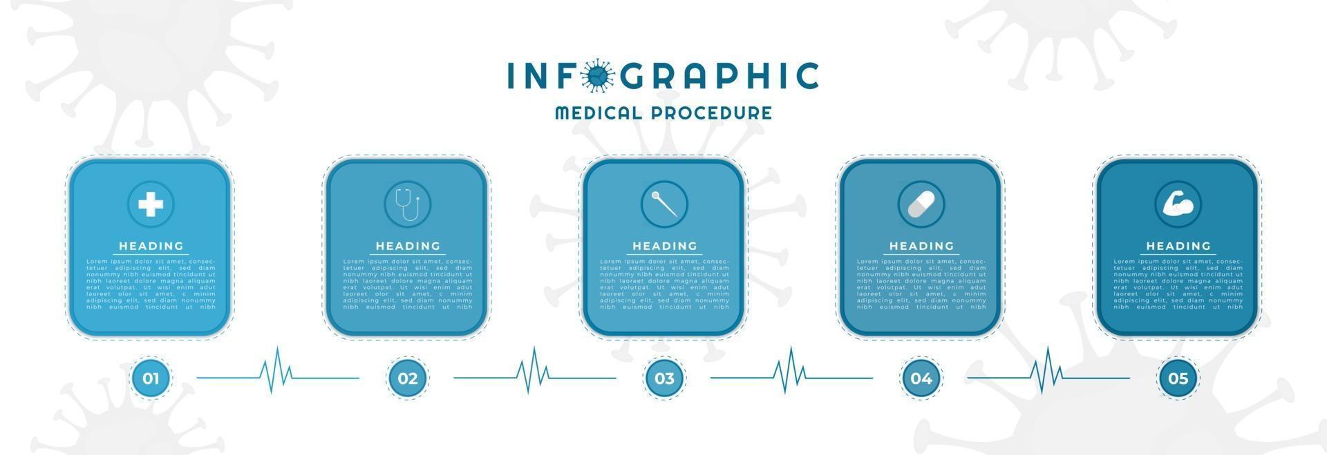 infographic vierkant labelontwerp medische procedure covid-19 concept met pictogram erin vector