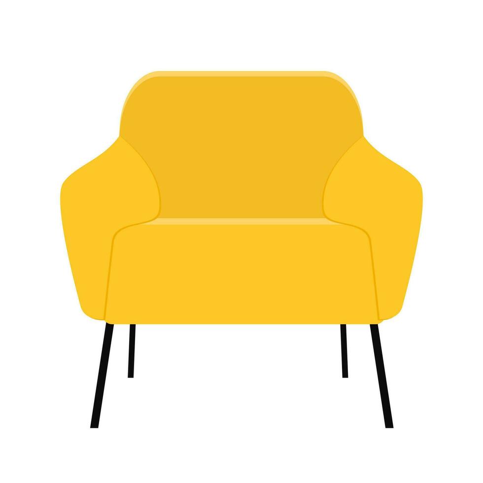 zacht geel fauteuil in vlak stijl. vector illustratie voor web, banier, uitverkoop