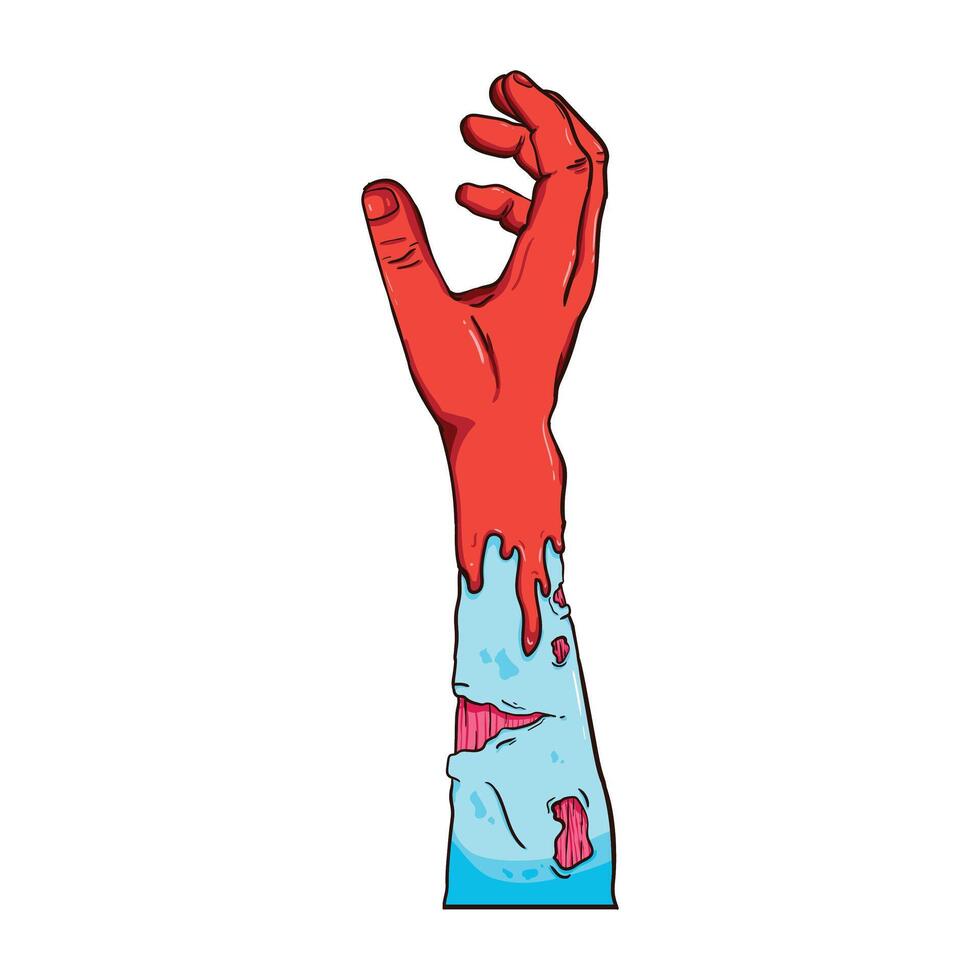 tekenfilm zombie hand. vector kunst illustratie.