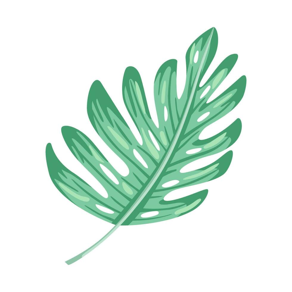 tropisch palm blad symbool. gestileerde monstera fabriek bladeren. regenwoud botanisch afdrukken. vector