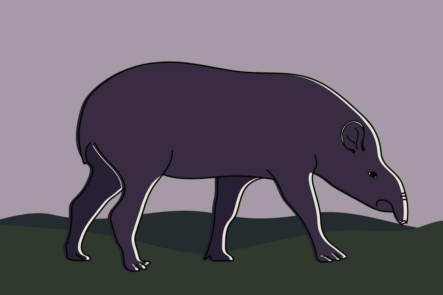 hand- getrokken tapir dier. exotisch dier achtergrond. vector illustratie