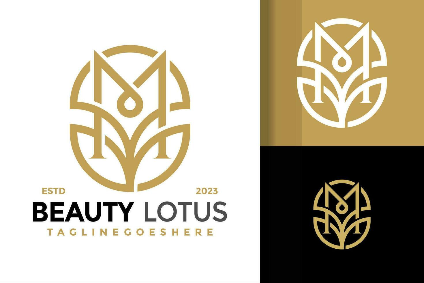 brief m schoonheid lotus bloem logo ontwerp vector symbool icoon illustratie