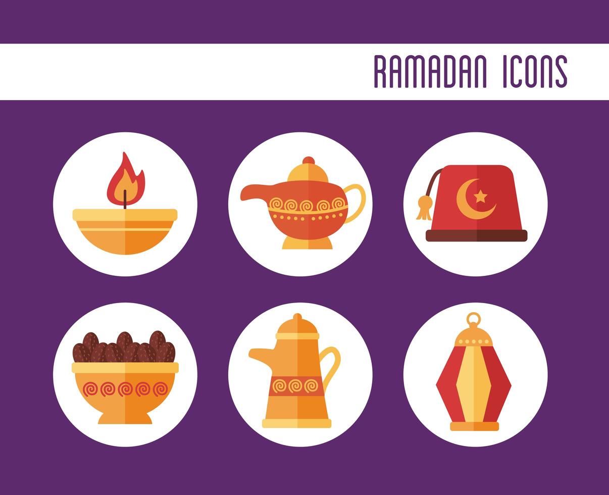 bundel van ramadan kareem set pictogrammen vector