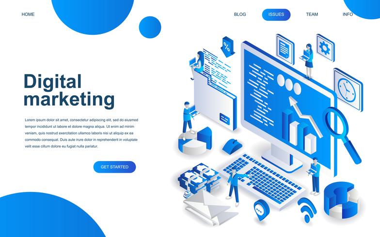 Modern isometrisch ontwerpconcept van Digitale Marketing vector