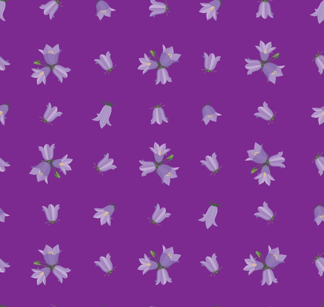 naadloze bloemmotief. bloem klokje weide decoratieve textuur. Wildflower zomer platteland violette achtergrond. vector