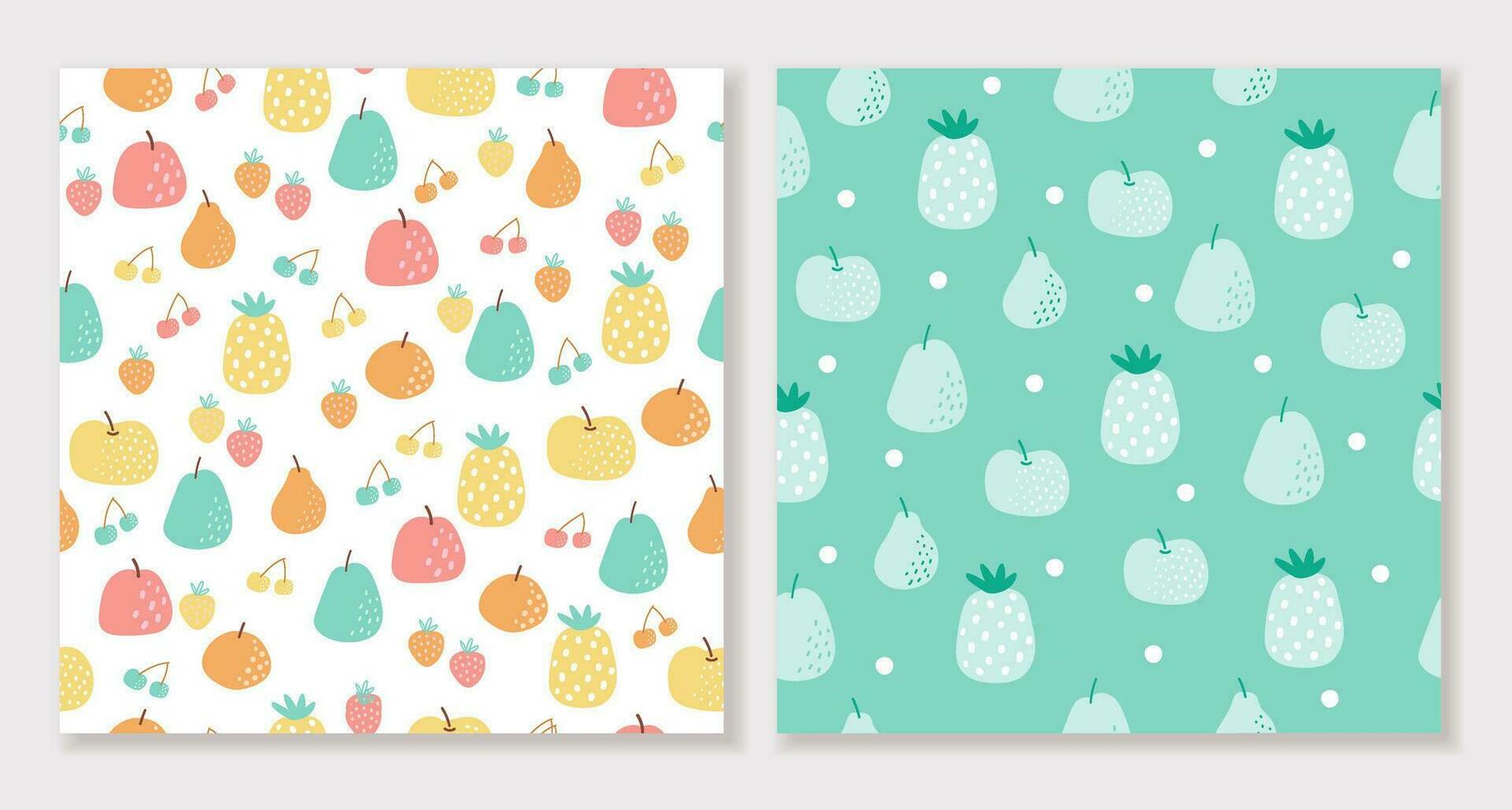 vector over naadloos patroon met fruit, hand- getrokken tekenfilm, schattig achtergrond gebruikt voor afdrukken, behang, kinderen kleding patroon ontwerp. vector illustratie