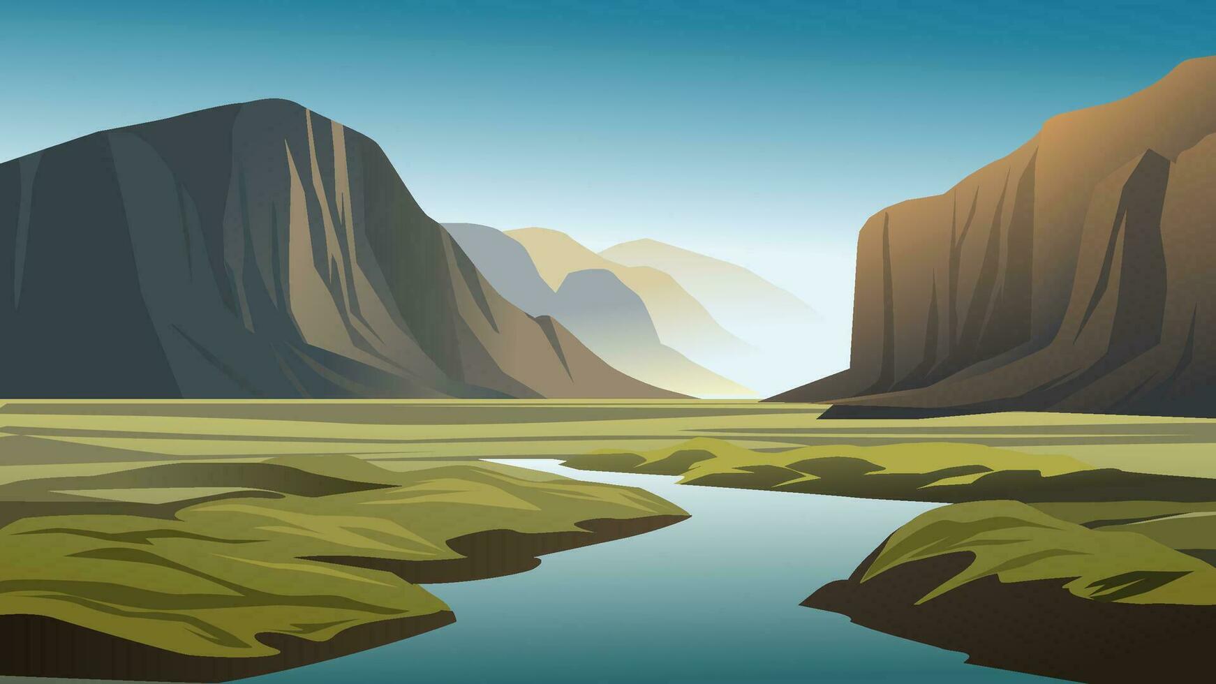 vector illustratie van mooi Ravijn landschap met kreek