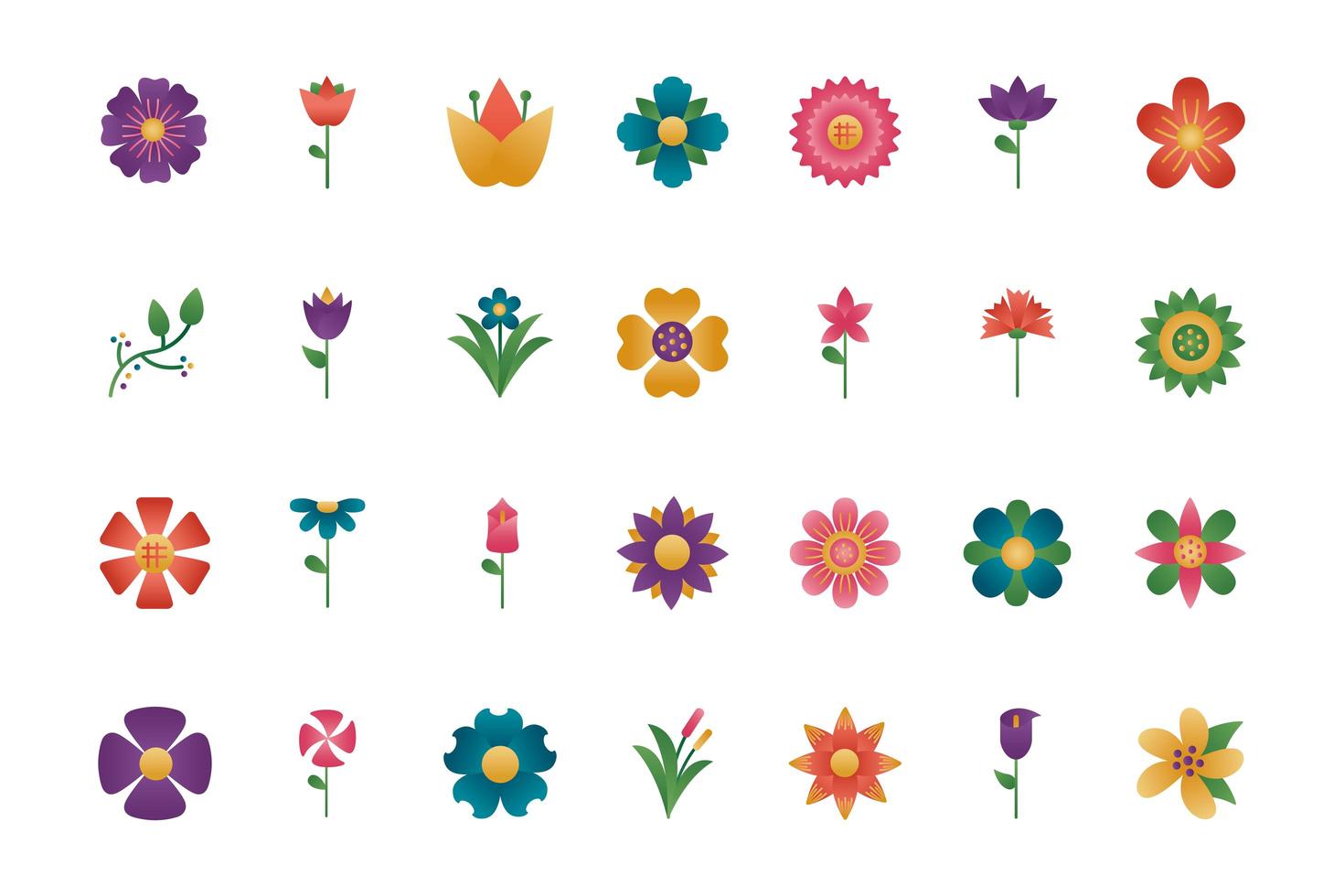 bundel bloemen vernederende stijliconen vector