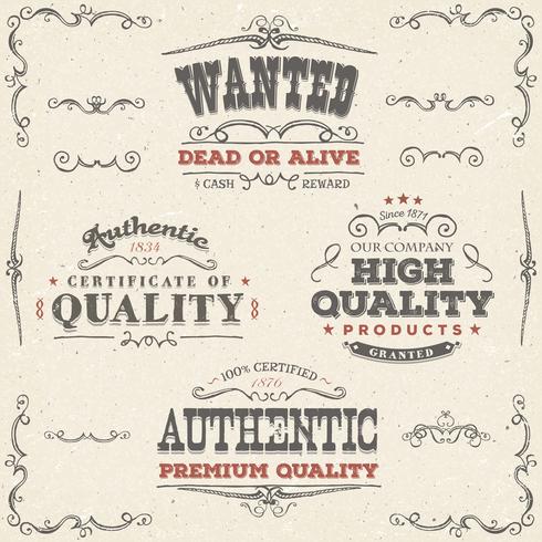 Hand getrokken vintage kwaliteit Banners en labels vector